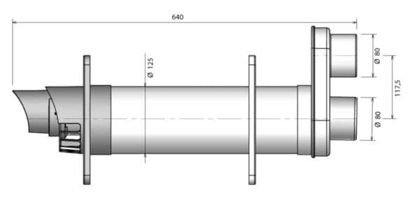 safe-pp muurdoorvoer pp 80/125 met broekstuk 80-80 - afbeelding 3