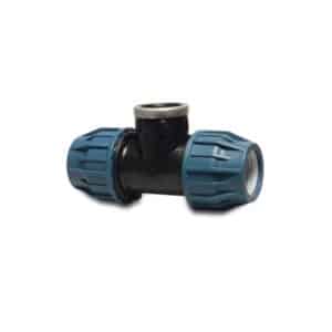 a black and blue pipe with blue caps