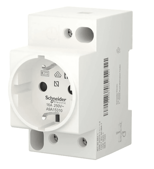 a white electrical outlet with a round hole