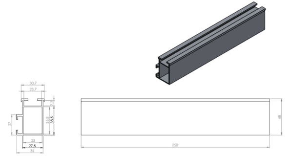 solar montagerail 47x37 l2400 afmetingen solar montagerail 47x37 aluminium l=2400